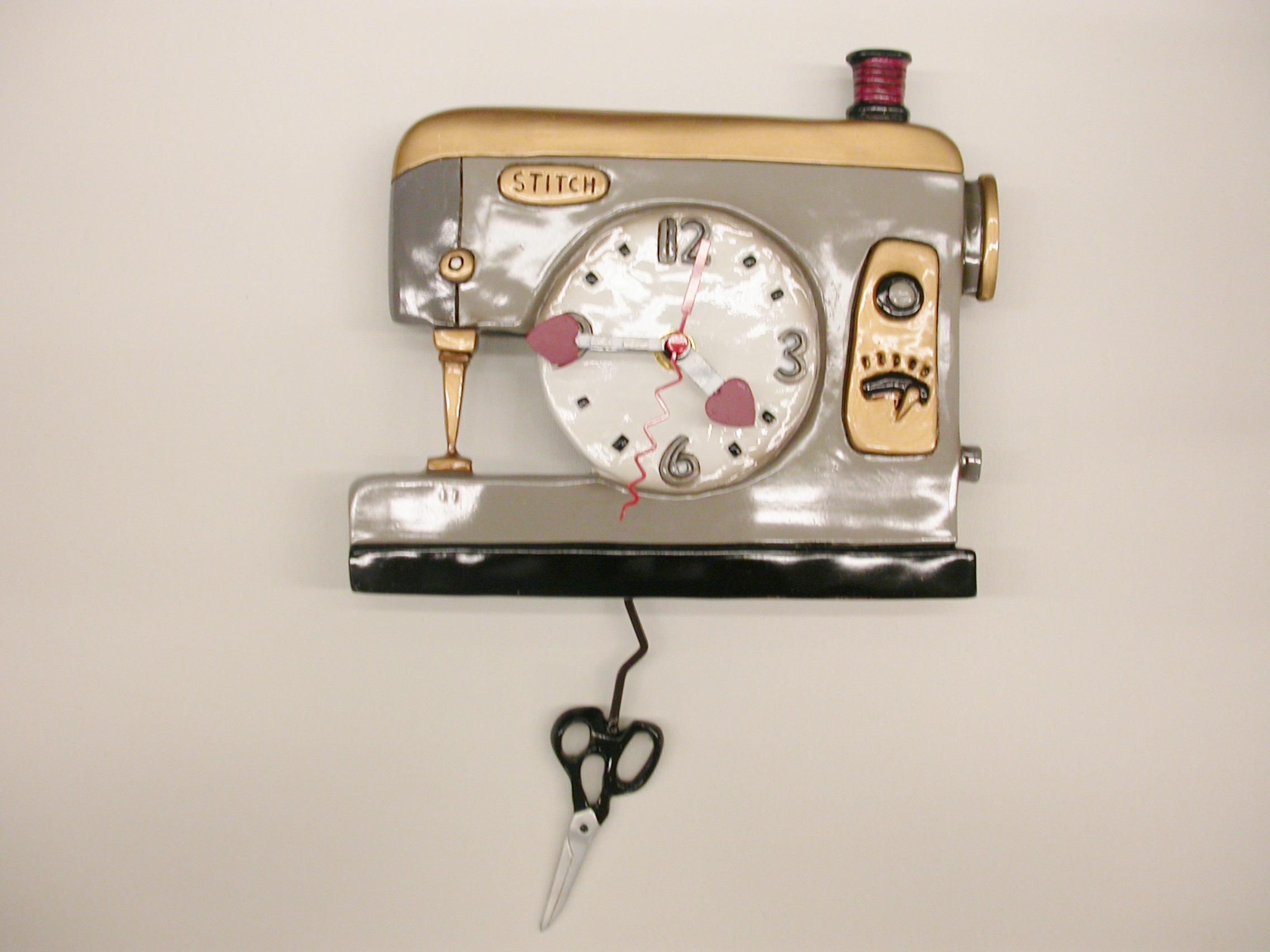 Back Stitch Sewing Pendulum Wall Clock by Allen Designs
